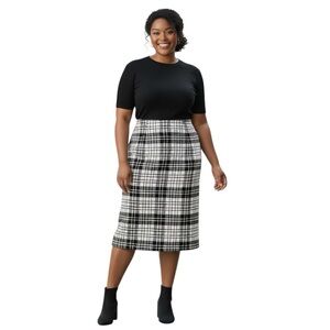 Talbots Classic Preppy Plaid Wool Blend Midi Skirt Office Size 18 NWT 🌿